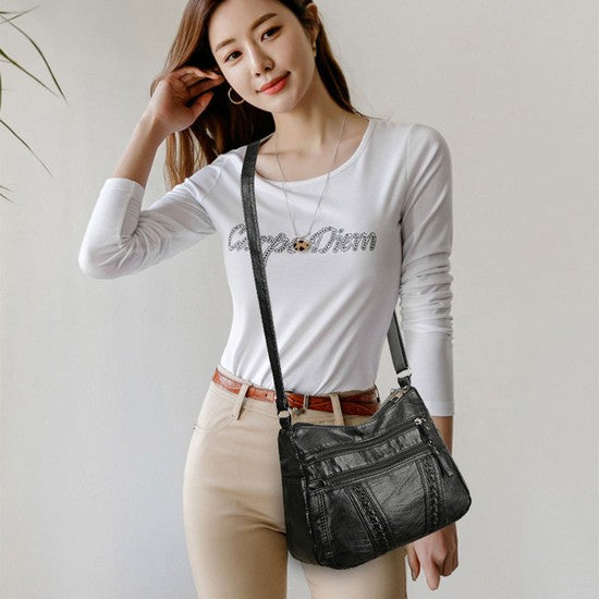 Bolso de Hombro de Cuero Amara™ con Diseño Trenzado para Mujeres Sofisticadas