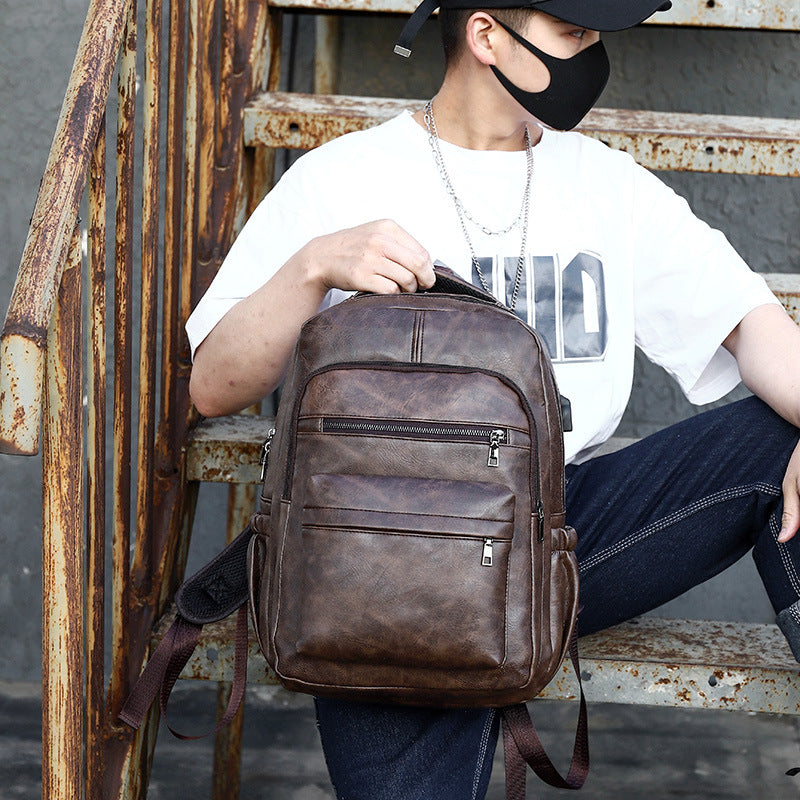 Vintage Backpack - Mochila Vintage de Cuero PU resistente y elegante en color Marrón