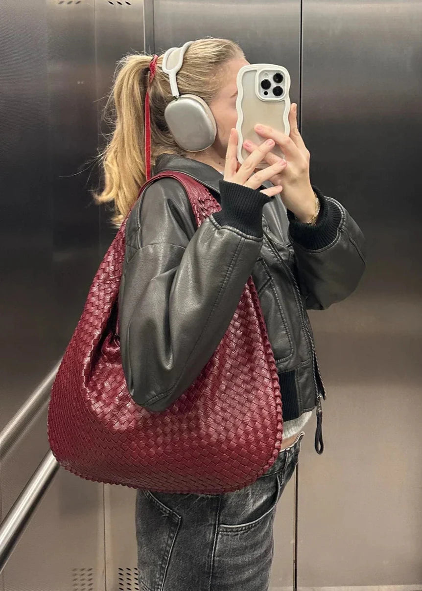 Bolso Trenzado Hobo de Cuero para Mujer de Alta Moda