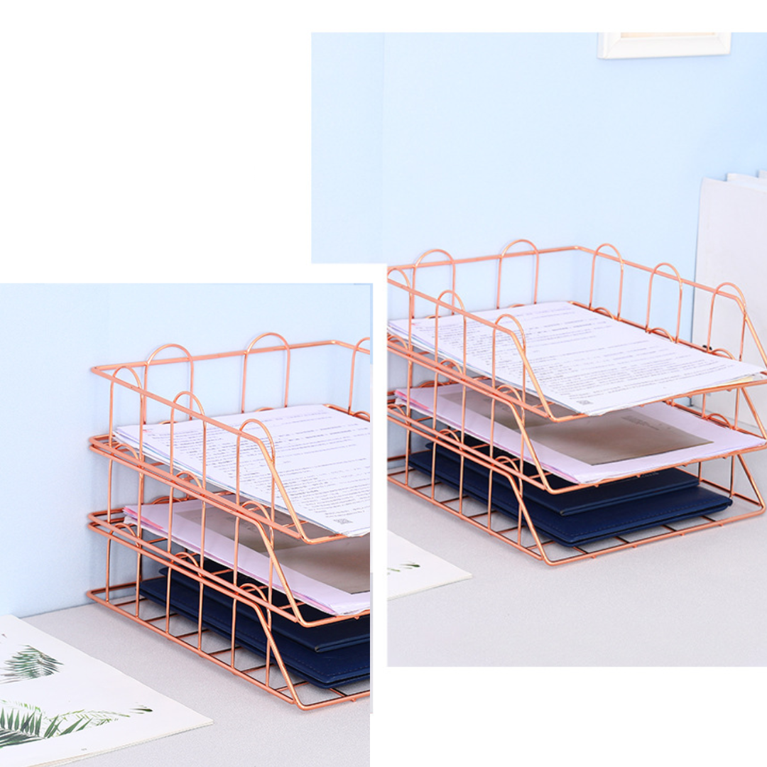 Bandeja Metálica de 2 Niveles para Hojas y Documentos