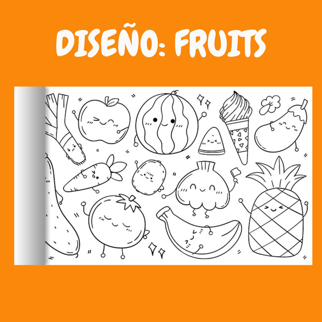 Set de 2 Rollos de 3 Metros de Animales y Frutas para Pintar Colorear