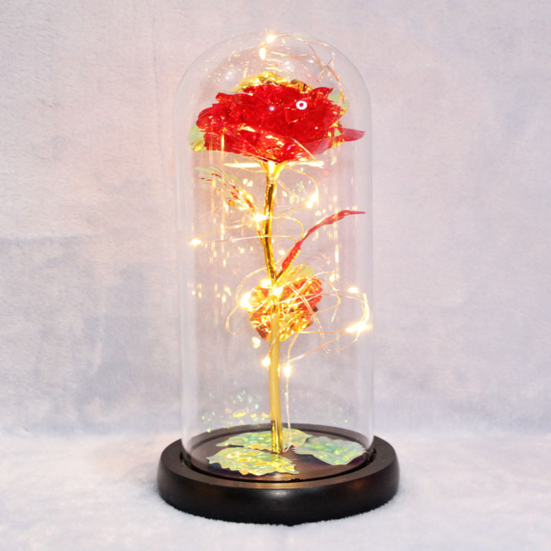 SparklingRose - Cúpula de Rosa Eterna con Luces LED
