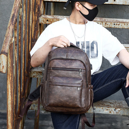 Vintage Backpack - Mochila Vintage de Cuero PU resistente y elegante en color Marrón