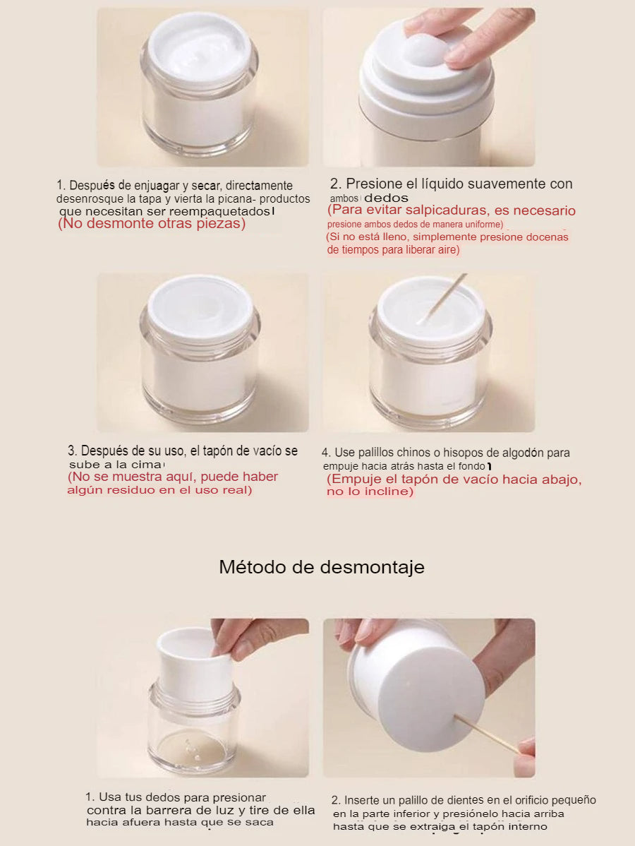 AirlessPump™ - Set de 3 Frascos de 50 ml con Sistema de Bomba sin Aire para una Aplicación Cosmética Fácil