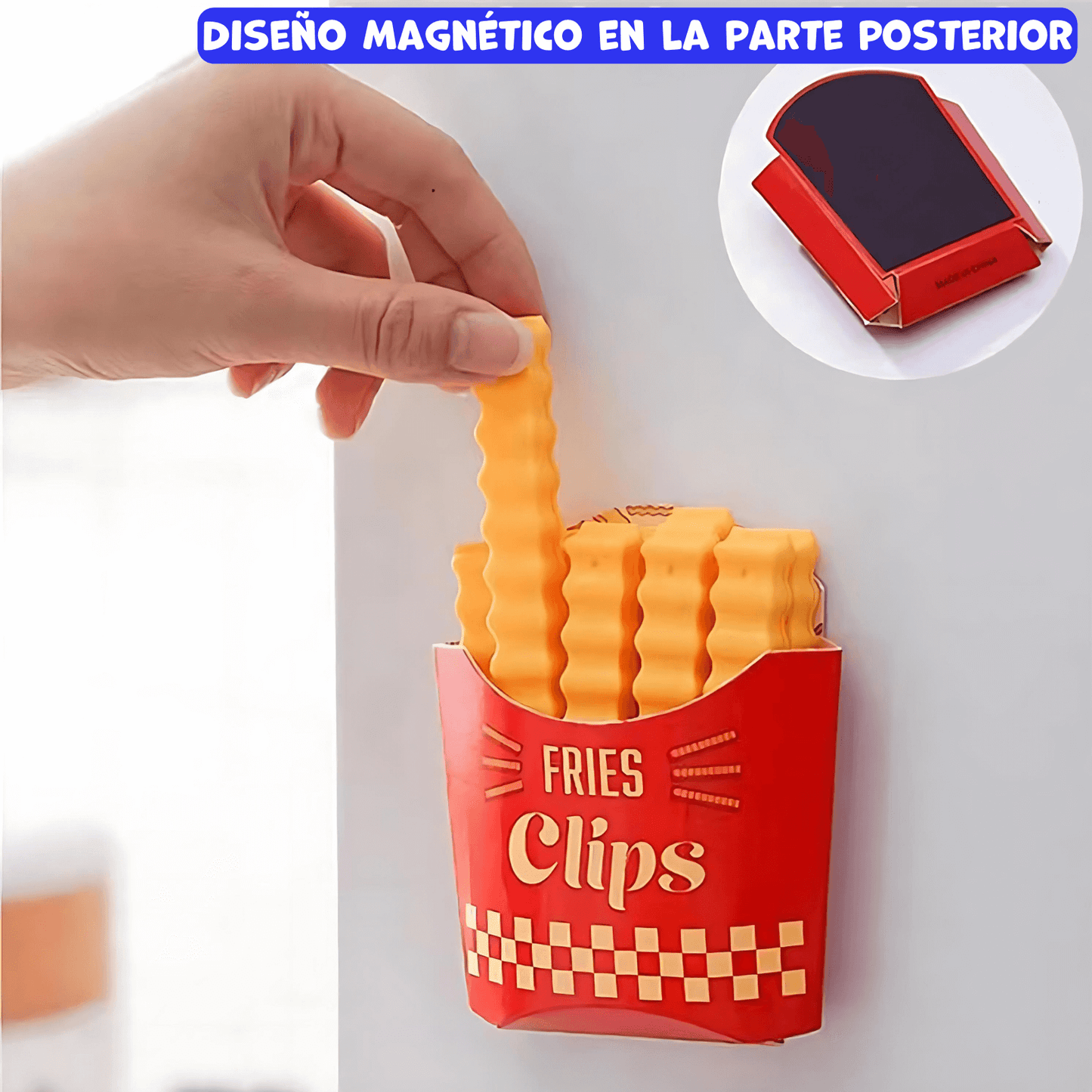 FriesClips™ - Set de 12 Clips Magnéticos en forma de Papas Fritas para Sellado de Bolas de Alimentos