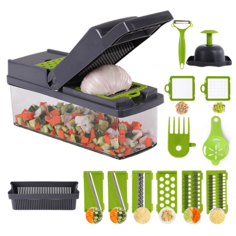 SliceMaster - Picadora de Verduras y Vegetales con Múltiples Funciones y Recipiente
