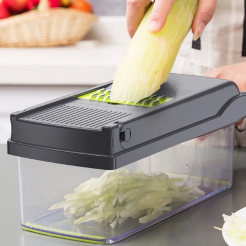 SliceMaster - Picadora de Verduras y Vegetales con Múltiples Funciones y Recipiente