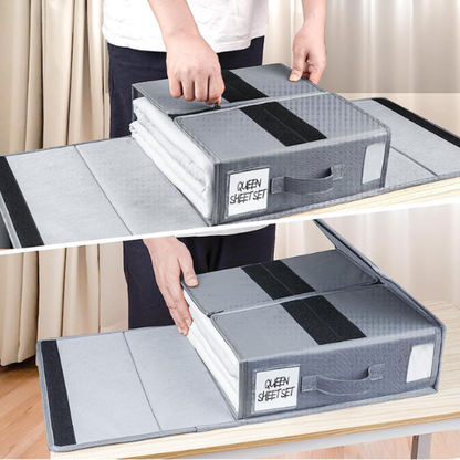 SheetSmart™ - Caja de Almacenamiento de Sábanas y Frazadas Plegable para una Mejor Organización