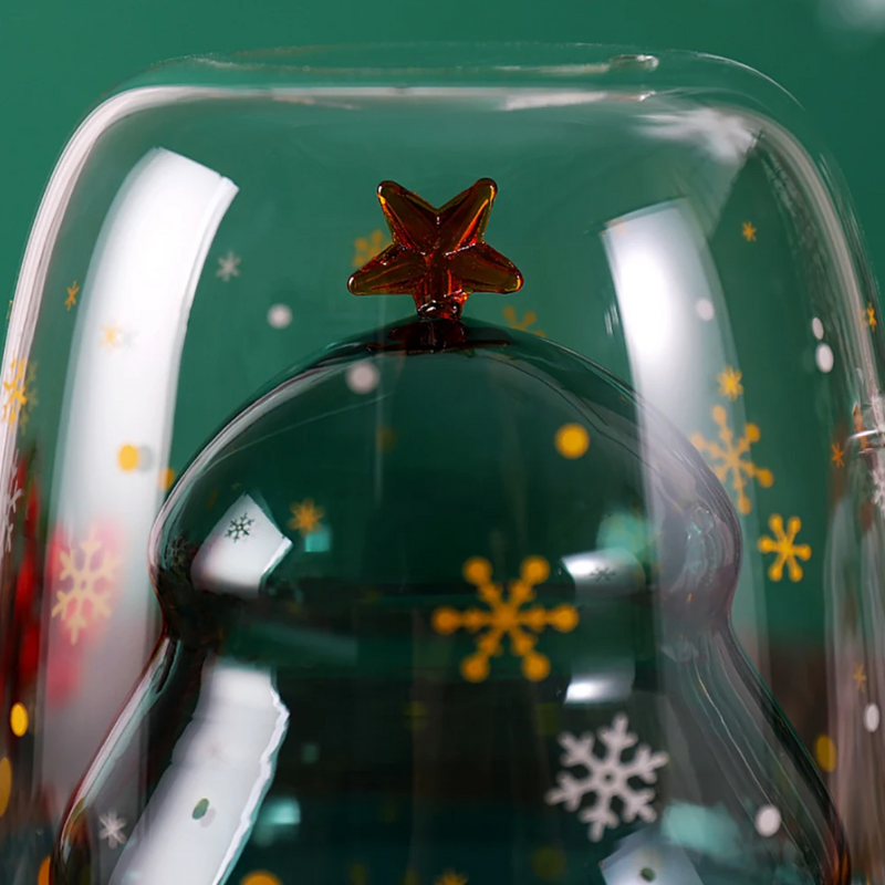 Taza de Doble capa con diseño de estrella de árbol de Navidad