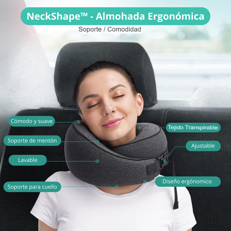 NeckShape™ - Almohada Ergonómica de forma de U para un Óptimo para un Soporte Óptimo y Descanso