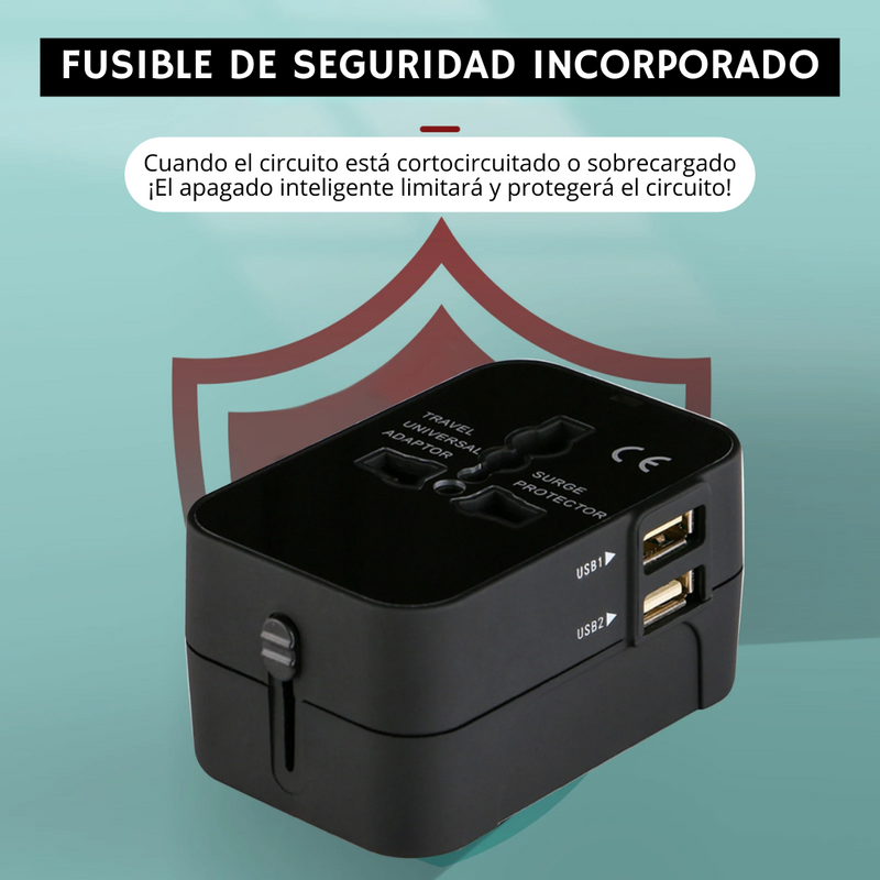 Adaptador de Viaje USB, Enchufe convertidor de Potencia ABS de Cuerpo