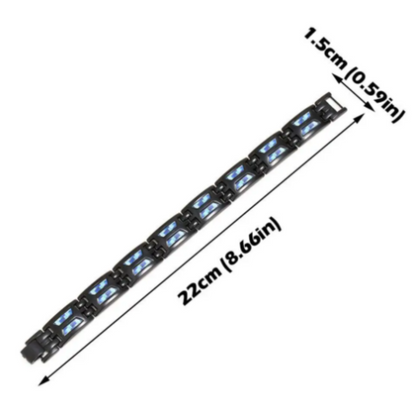 Pulsera Magnética Ajustable de Titanio Azul de Carbono