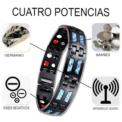 Pulsera Magnética Ajustable de Titanio Azul de Carbono