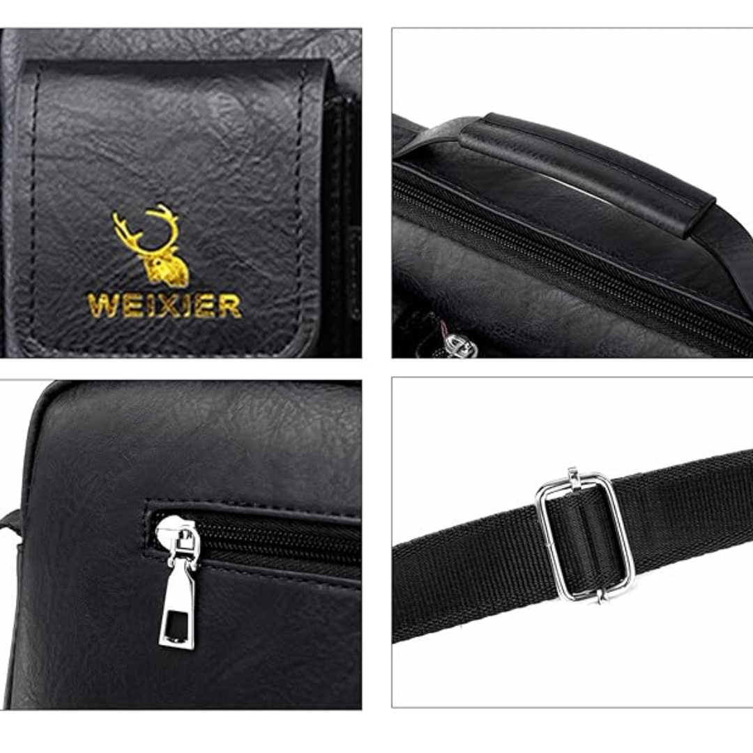 Bolso de Hombro Weixier™ de Cuero para Hombre de Estilo Ejecutivo y Portátil