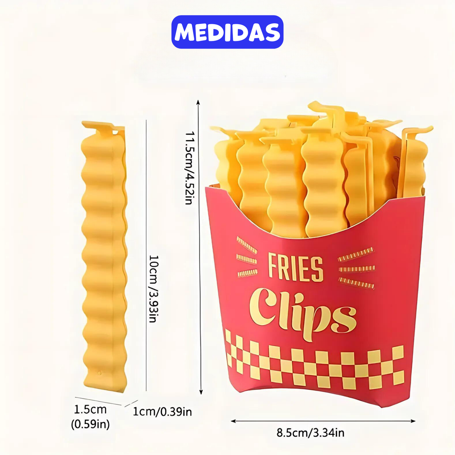 FriesClips™ - Set de 12 Clips Magnéticos en forma de Papas Fritas para Sellado de Bolas de Alimentos