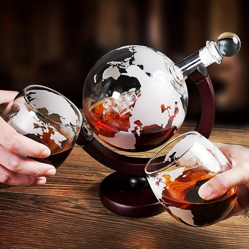 RegalGlobe™ -  Set de Decantador de Whisky Globo con 4 Vasos de Licor de Barco Antiguo, Elegante Decoración de Lujo