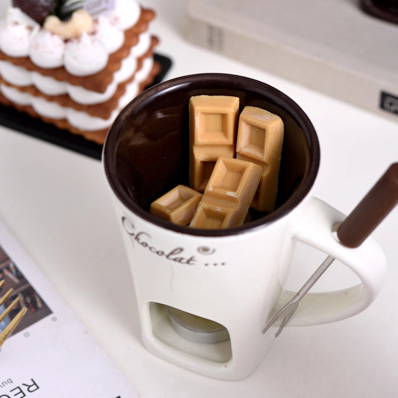 FondueMug™ - Taza de Cerámica para Fondue de Chocolate incluye Velas