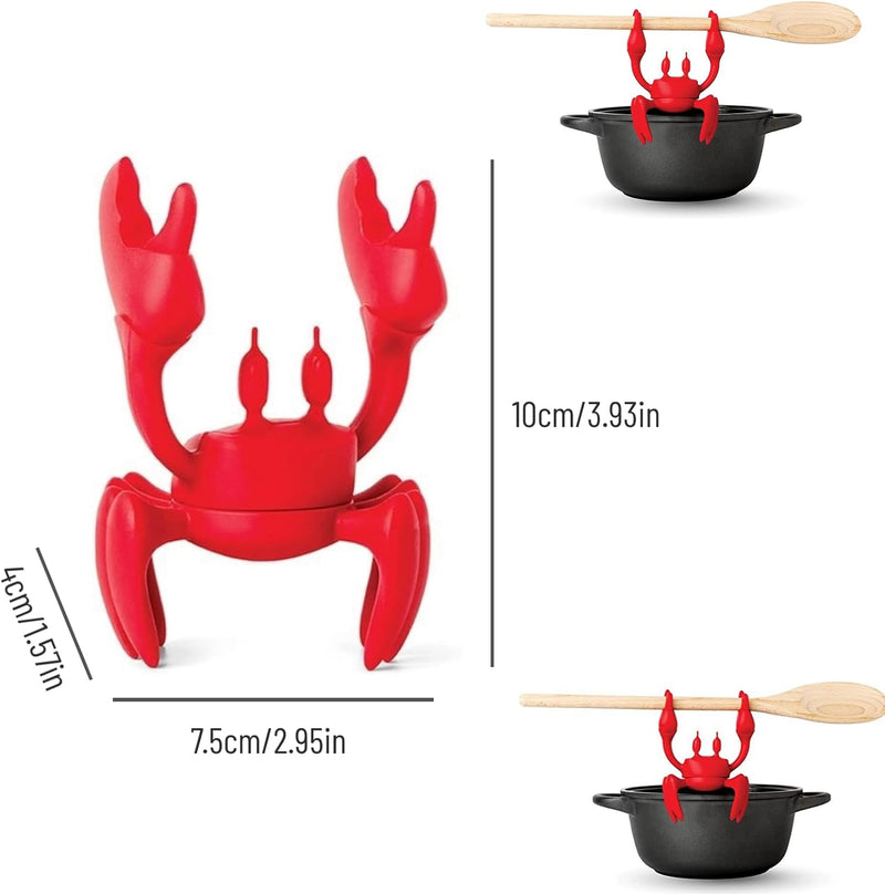 Soporte para cucharas con forma de cangrejo rojo.