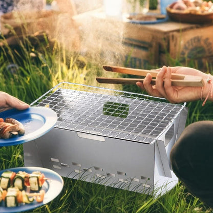 PortaGrill – Mini Parrilla de Acero Inoxidable: Compacta y Fácil de Limpiar, Ideal para Barbacoa al Aire Libre