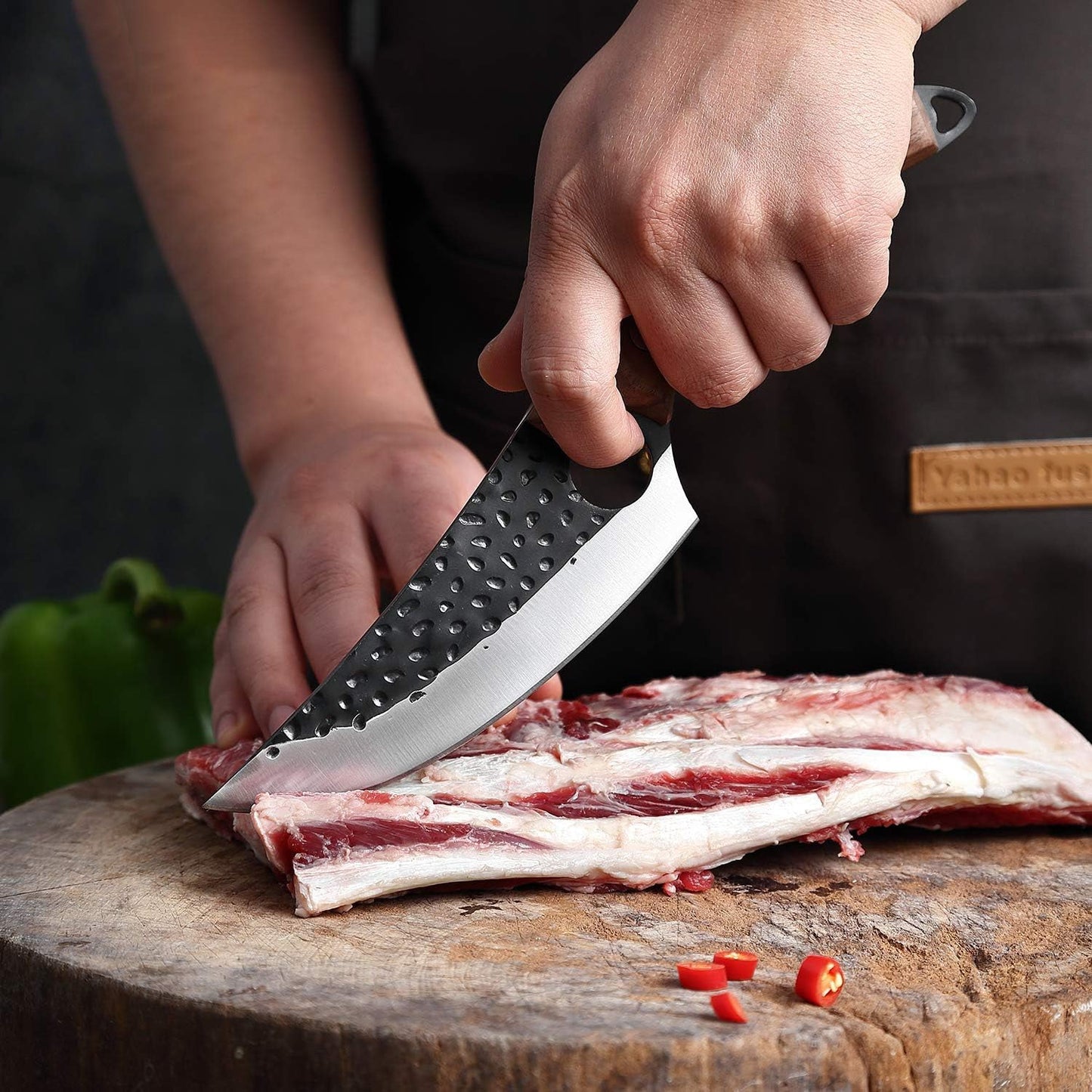 Hokkaido - Cuchillo de Chef Profesiona Forjado a Mano con Funda de Cuero