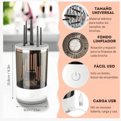 GlowBrush™ - Limpiador Eléctrico de Brochas de Maquillaje - Limpia hasta 3 a 4 Brochas a la vez