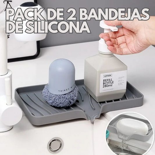 Pack de 2 Bandejas de Silicona para Grifo en color gris