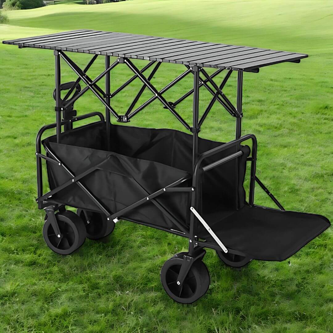 AllTrek - Carrito plegable con ruedas de 8 pulgadas todo terreno y mesa de campamento integrada