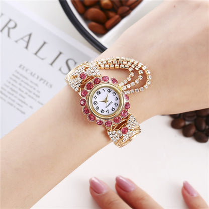 Reloj Pulsera con Brillantes  estilo  Coreano con Anillo