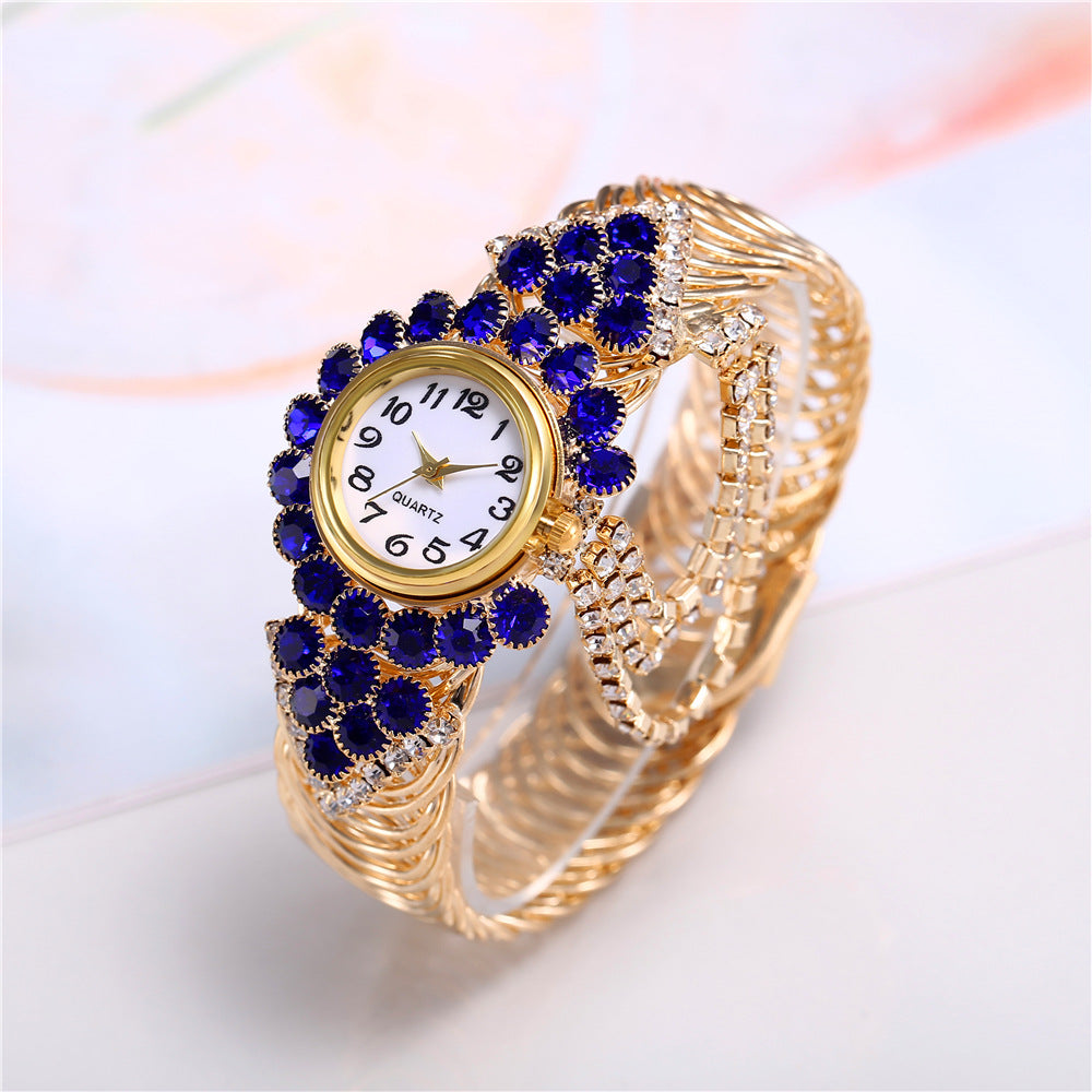 Reloj Pulsera con Brillantes  estilo  Coreano con Anillo