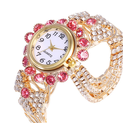 Reloj Pulsera con Brillantes  estilo  Coreano con Anillo