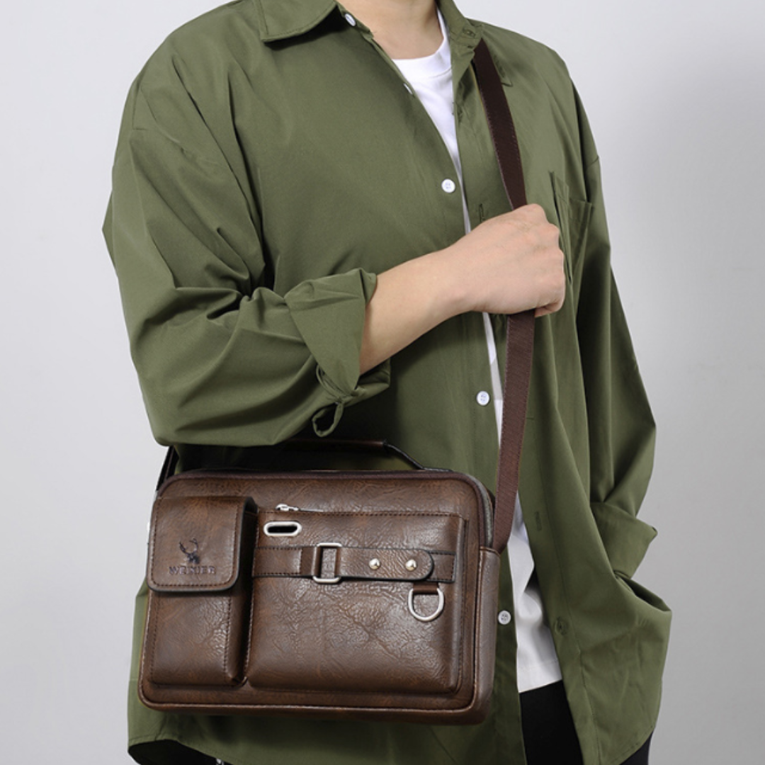 Bolso de Hombro Weixier™ de Cuero para Hombre de Estilo Ejecutivo y Portátil