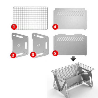 PortaGrill – Mini Parrilla de Acero Inoxidable: Compacta y Fácil de Limpiar, Ideal para Barbacoa al Aire Libre