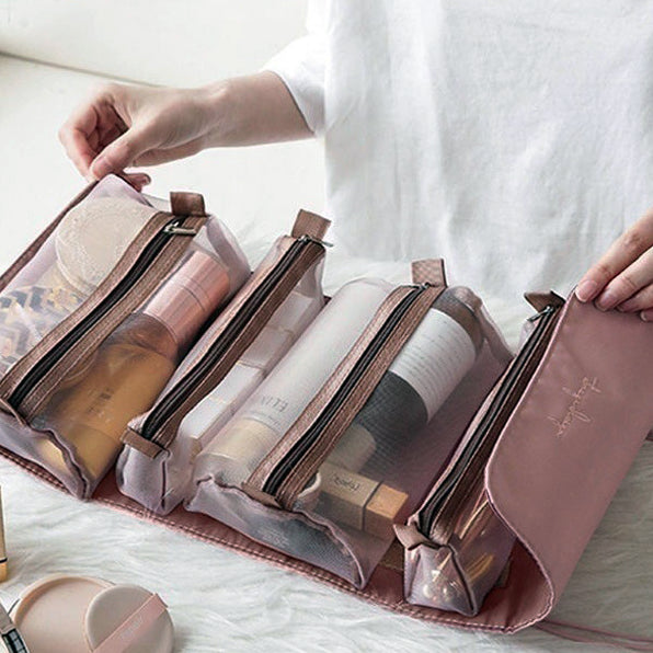 UnfoldOrganizer: Bolsa de Maquillaje Colgante con Múltiples Compartimentos Desmontables