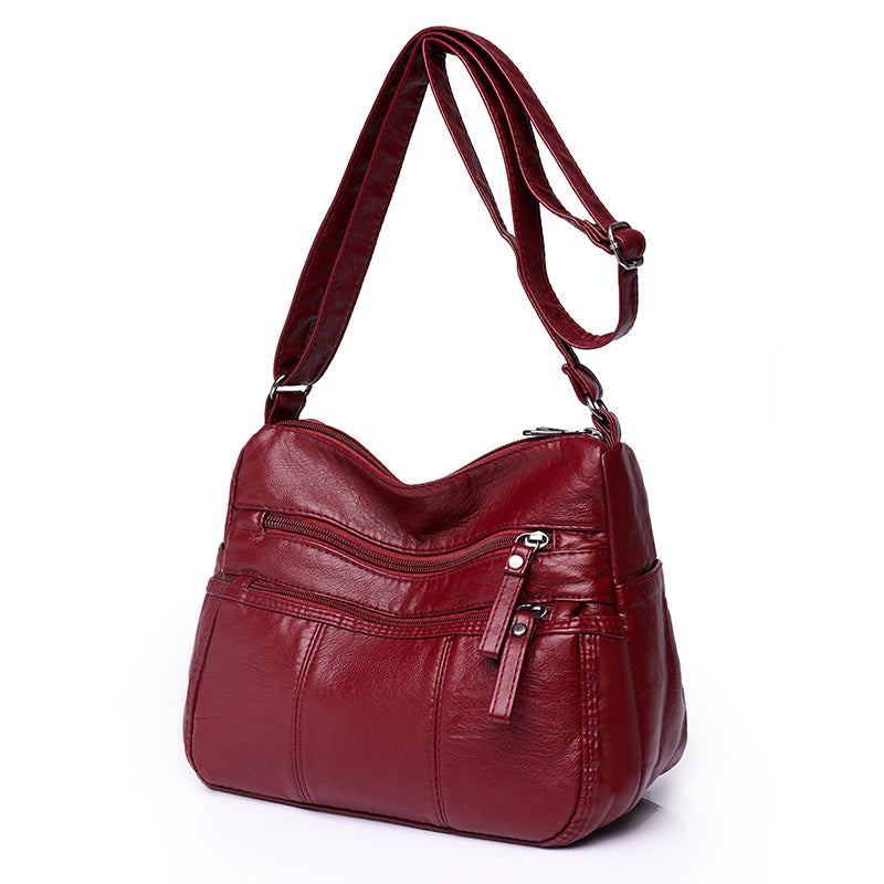 Bolso de Cuero Rivet™ con Múltiples Bolsillos para Mujer