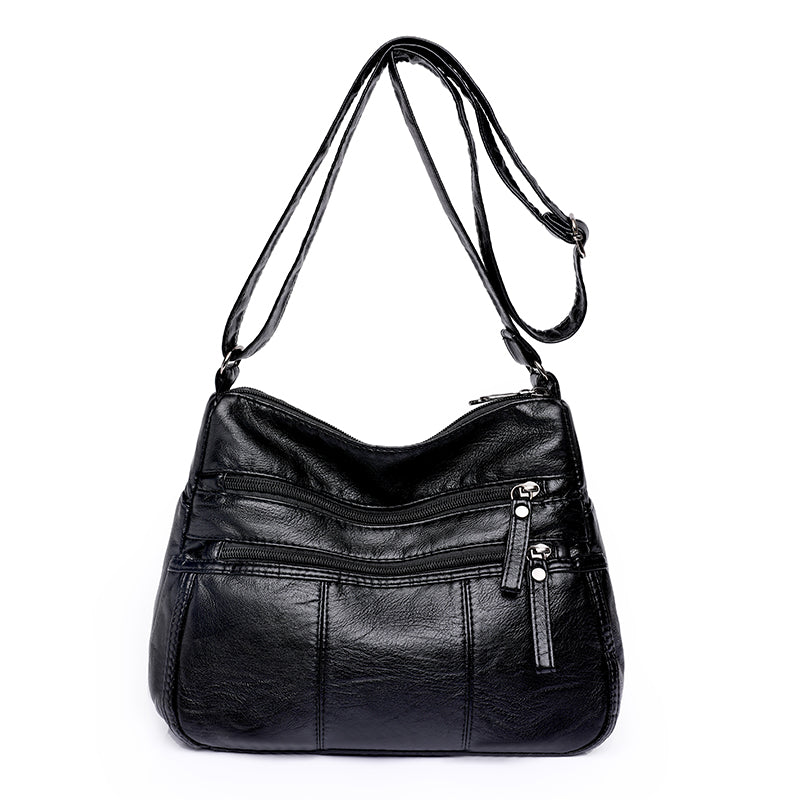 Bolso de Cuero Rivet™ con Múltiples Bolsillos para Mujer