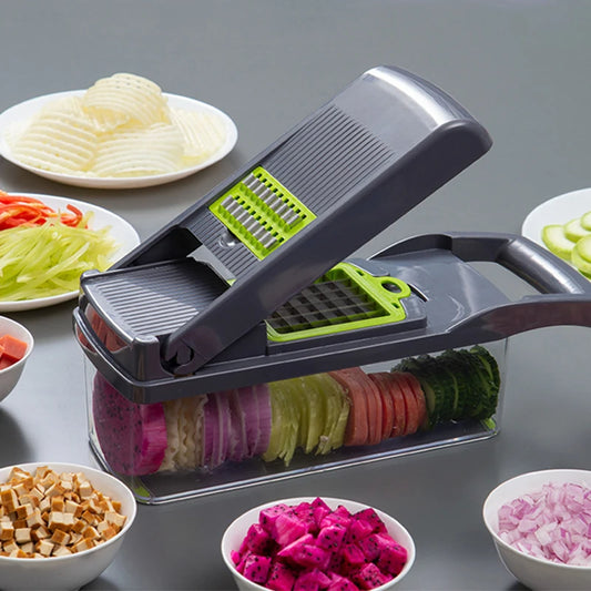 SliceMaster - Picadora de Verduras y Vegetales con Múltiples Funciones y Recipiente