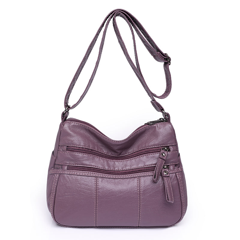 Bolso de Cuero Rivet™ con Múltiples Bolsillos para Mujer