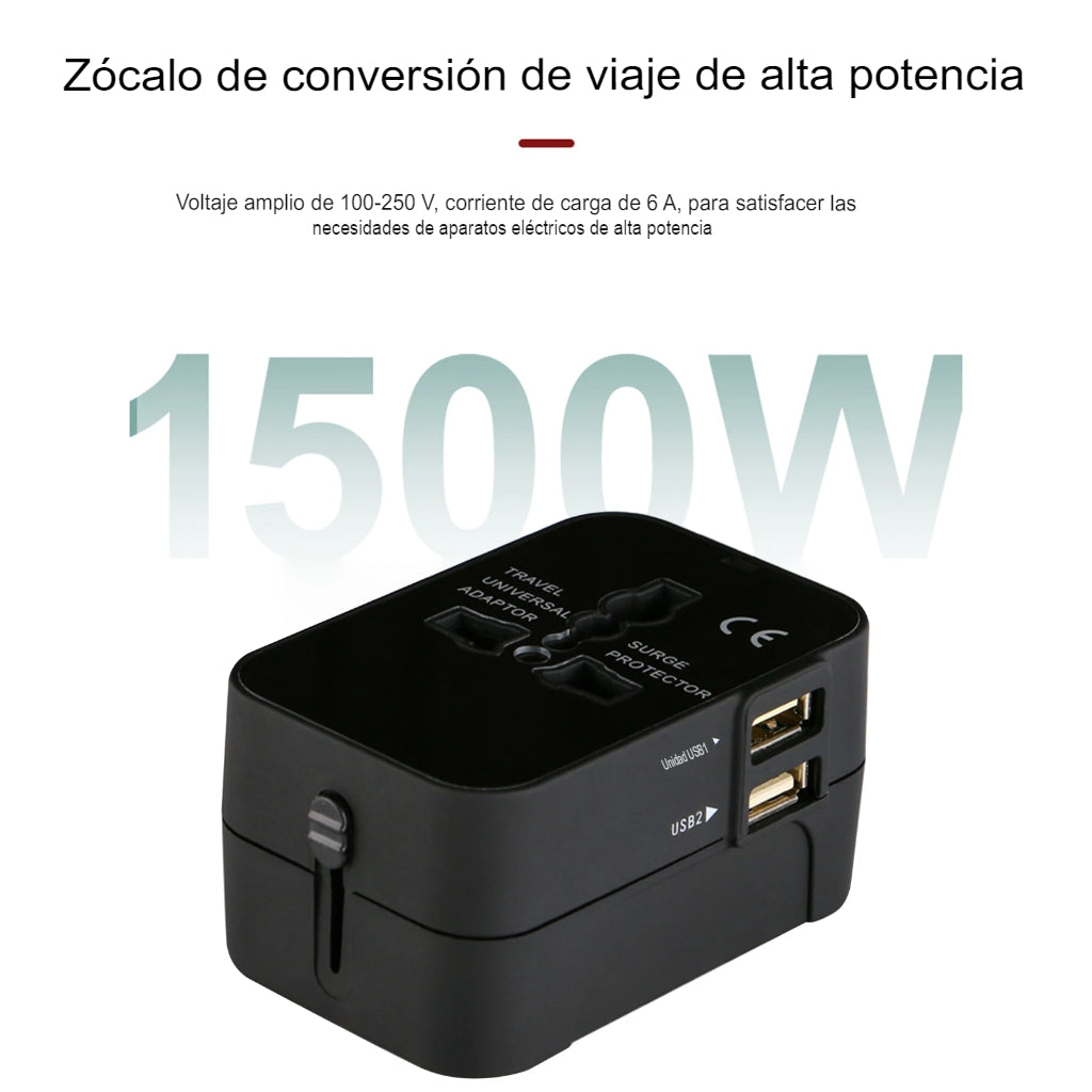 Adaptador de Viaje USB, Enchufe convertidor de Potencia ABS de Cuerpo