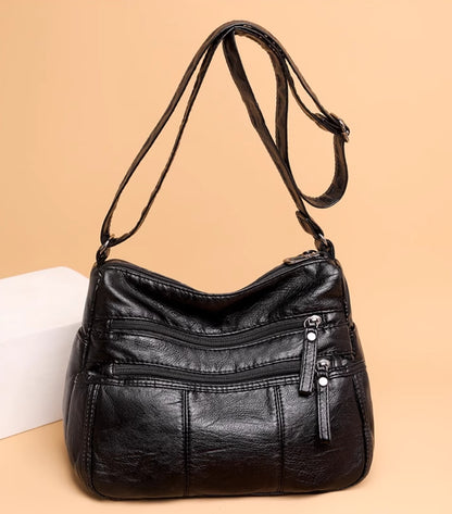 Bolso de Cuero Rivet™ con Múltiples Bolsillos para Mujer