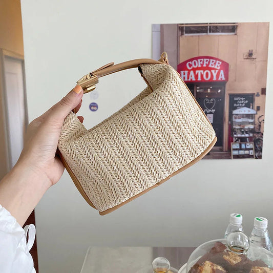 Bolso de Mano Florens de Paja Tejida para Uso Diario y Ocasiones Especiales