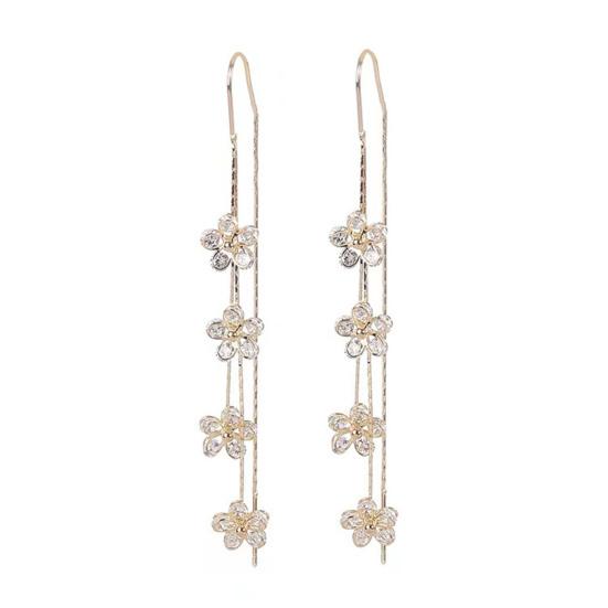 Pendientes Glitz™ Colgantes con Borlas Flores y Diamantes