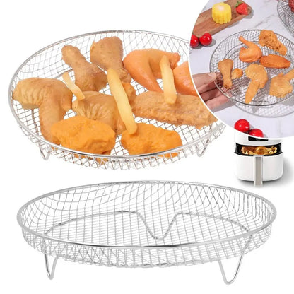 GridStack - Pack de 3 Rejillas Apilables de Acero Inoxidable para Freidora de Aire Air Fryer