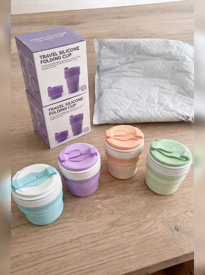 Vaso Plegable EcoTravel – Vaso de Silicona Plegable Reutilizable para Viajes y Café
