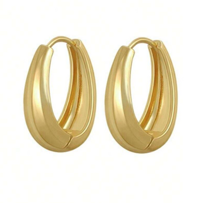 Pendientes Dorados de Argolla Elegantes Clip Ovalado