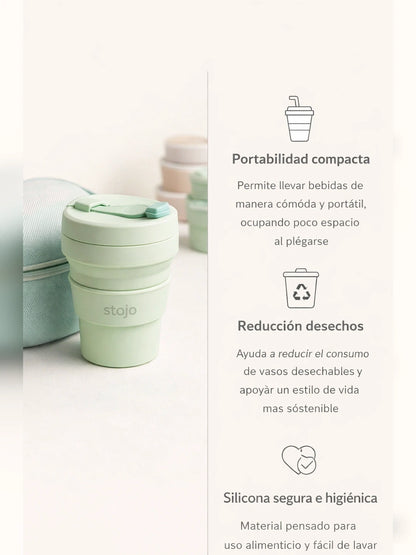Vaso Plegable EcoTravel – Vaso de Silicona Plegable Reutilizable para Viajes y Café