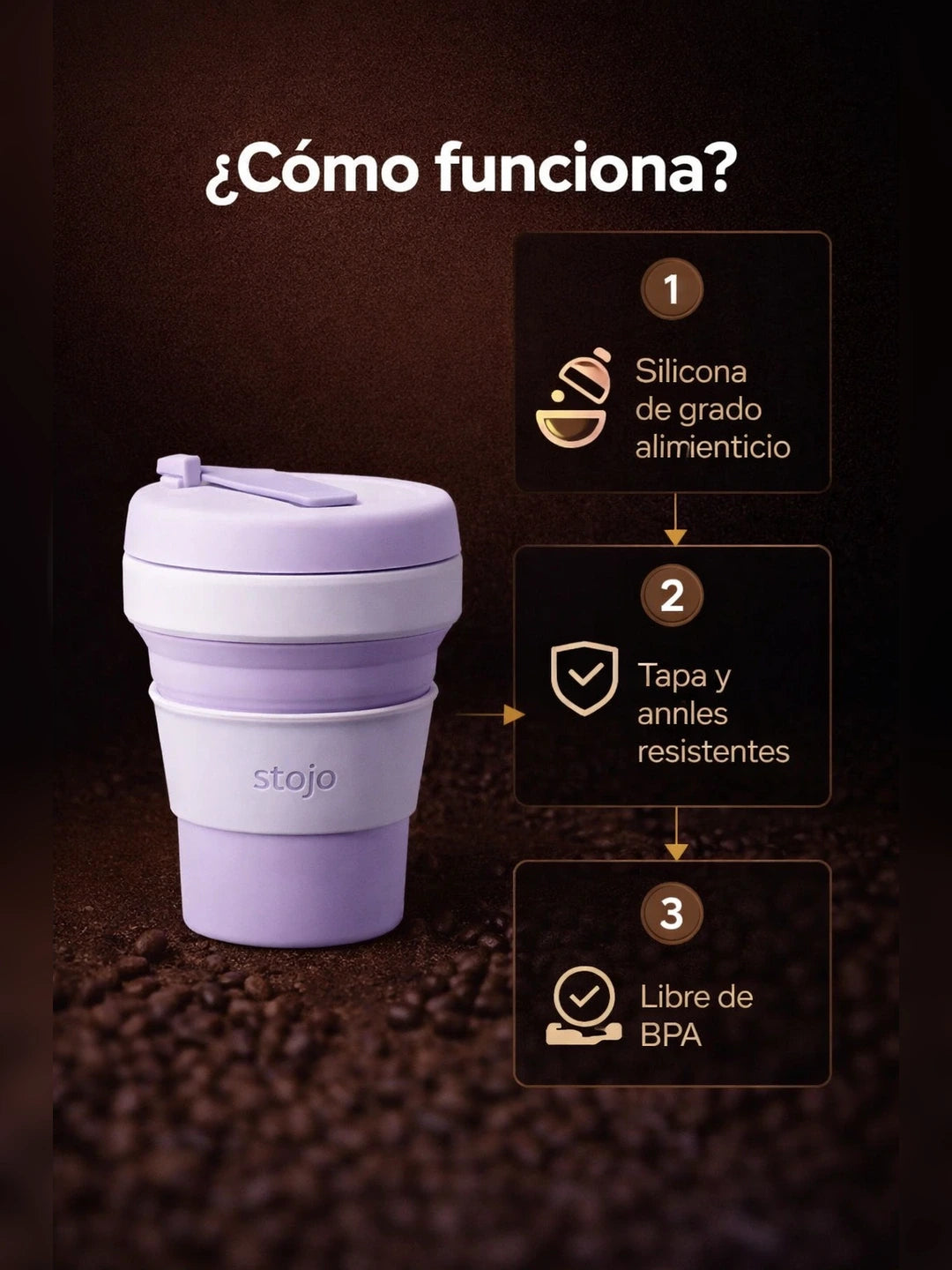 Vaso Plegable EcoTravel – Vaso de Silicona Plegable Reutilizable para Viajes y Café