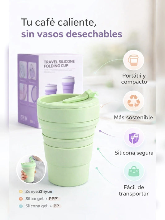 Vaso Plegable EcoTravel – Vaso de Silicona Plegable Reutilizable para Viajes y Café