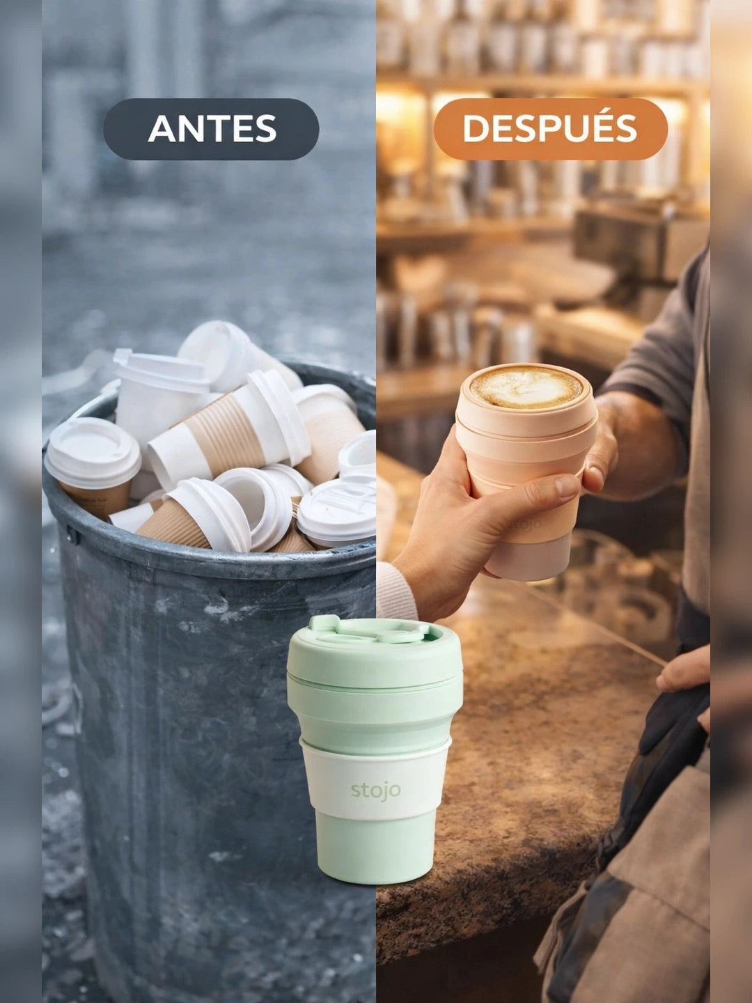 Vaso Plegable EcoTravel – Vaso de Silicona Plegable Reutilizable para Viajes y Café