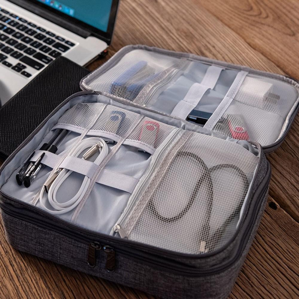 mononoperu,Estuche de 3 Capas Organizador de Cables y Accesorios Impermeable Negro,Zoe,.