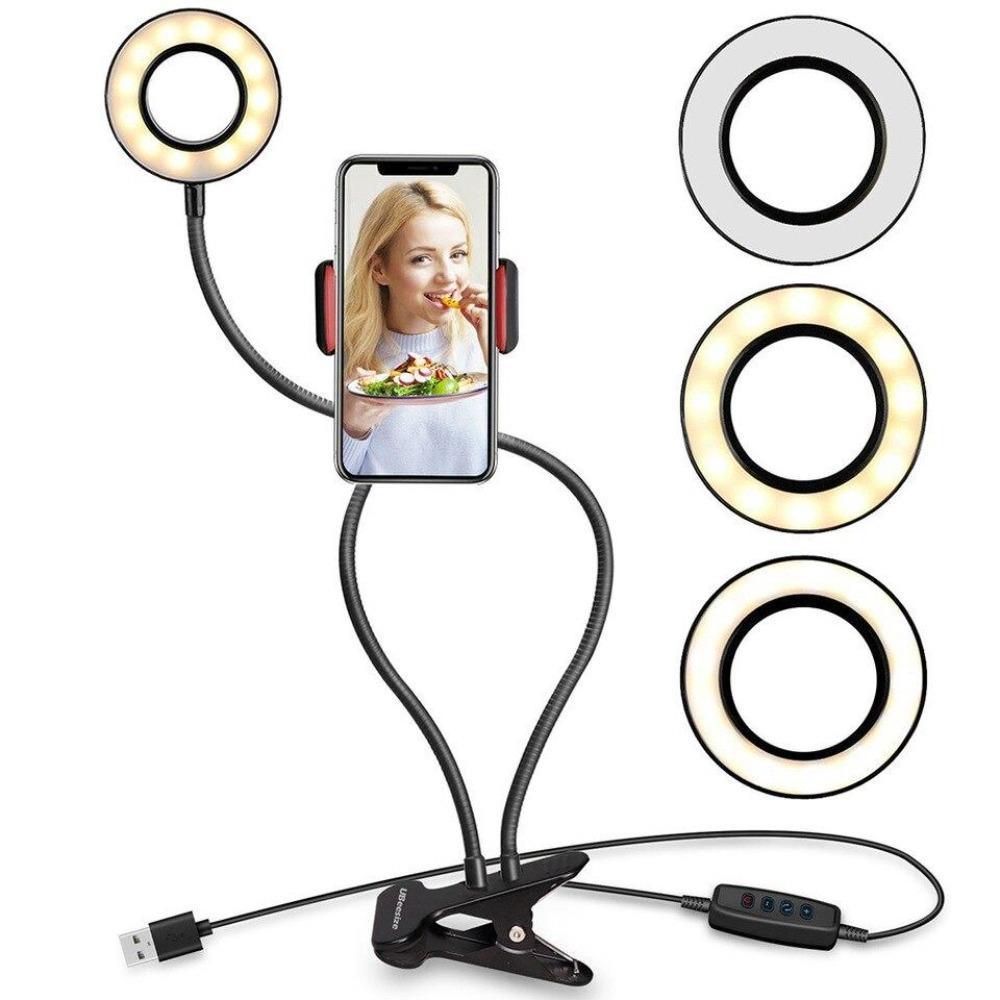 Aro Luz Led Para Escritorio Soporte Celular Flexible - Aurela